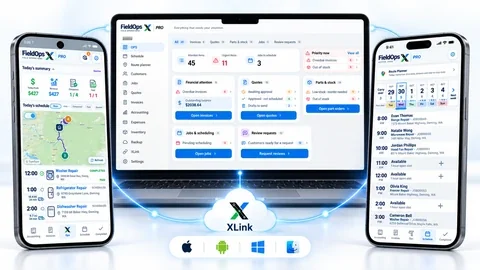 FieldOpsX XLink connected phones and browser workspace