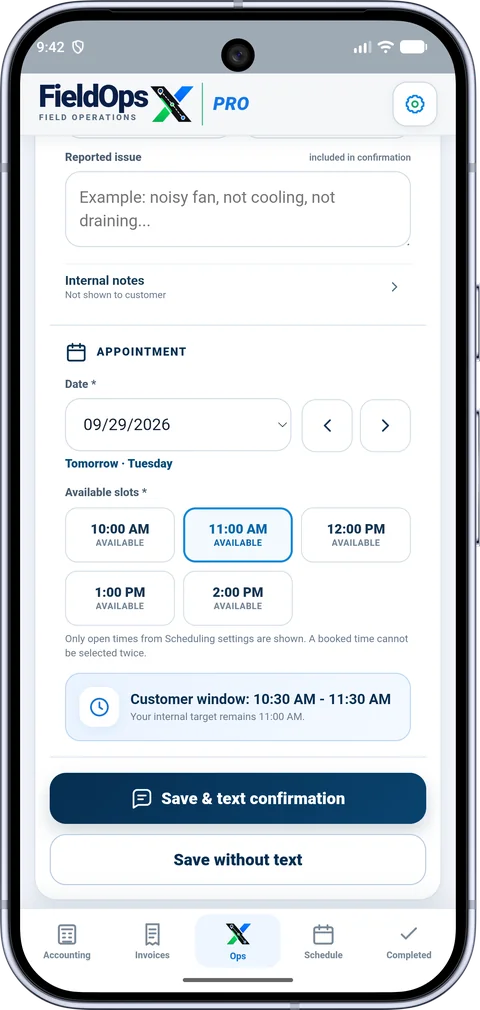 Schedule appointment and confirmation details